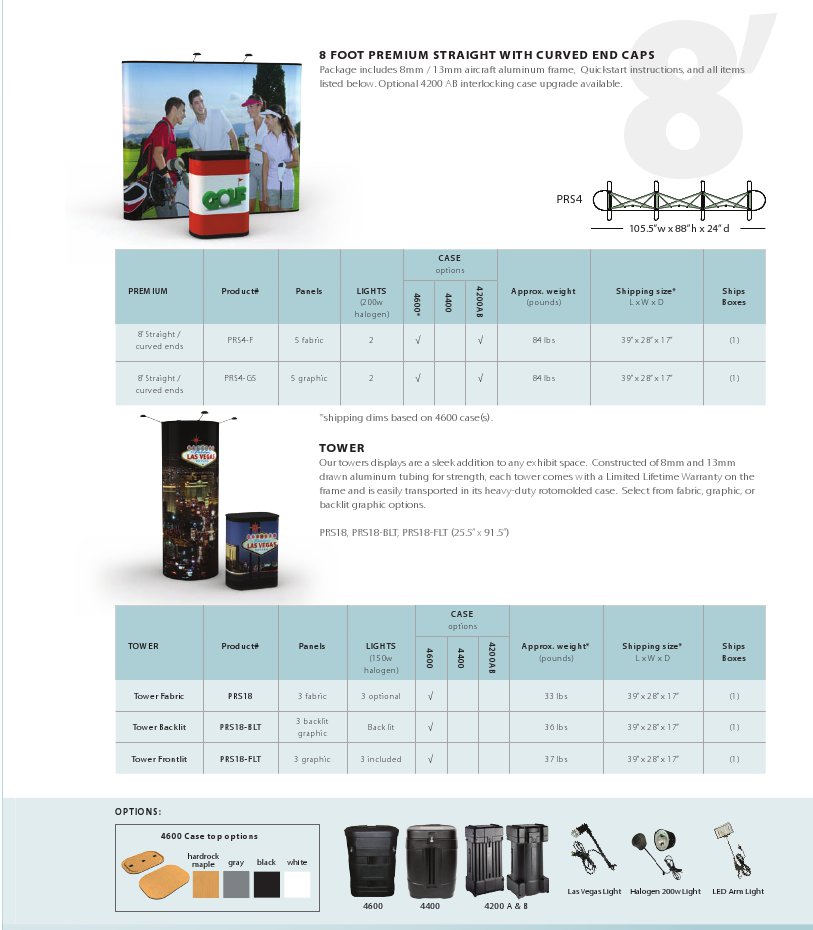 8' Premium Straight Trade Show Pop Up Displays W/ Curve End Caps
