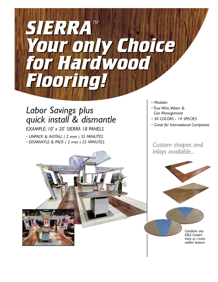 Trade Show Interlocking Hardwood Flooring: Modular and Easy to Install, Accommodates Wire Management, Hardwood Edges, Custom Shapes and Dual Wood Inlays, Green